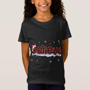 Camiseta Acredite em Papais noeis de Xadrez Buffalo Floco d