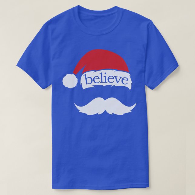 Camiseta Acredite em Santa Hat Família de Bonés Clássicos T (Frente do Design)