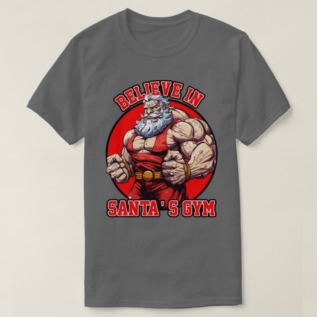 Camiseta ACREDITE EM SANTAS GYM Musculoso do Swole Norte (Frente do Design)