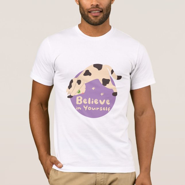 Camiseta Acredite em si mesmo Gato Kawaii fazendo Yoga Pose (Frente)