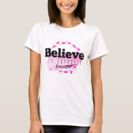 Camiseta Acredite Em Si Mesmo Pink Aquarela Motivacional