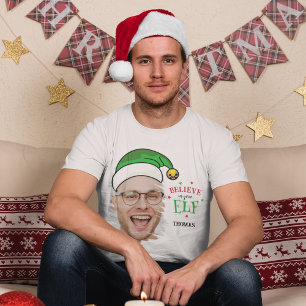 Camiseta Acredite Em Sua Diversão De Elfo Foto Natal