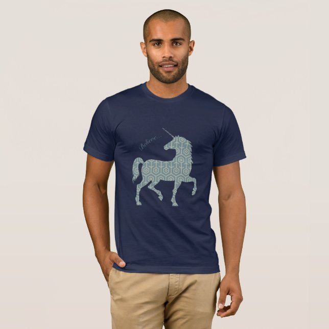 Camiseta Acredite em Unicorn Fantasy Magical Horse Clipart (Frente Completa)