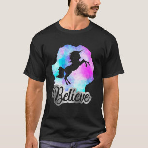 Camiseta Acredite Em Unicorn Tie Dye Galaxy Unicorn Girls A