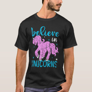 Camiseta Acredite Em Unicórnios Cute Unicorn Vintage