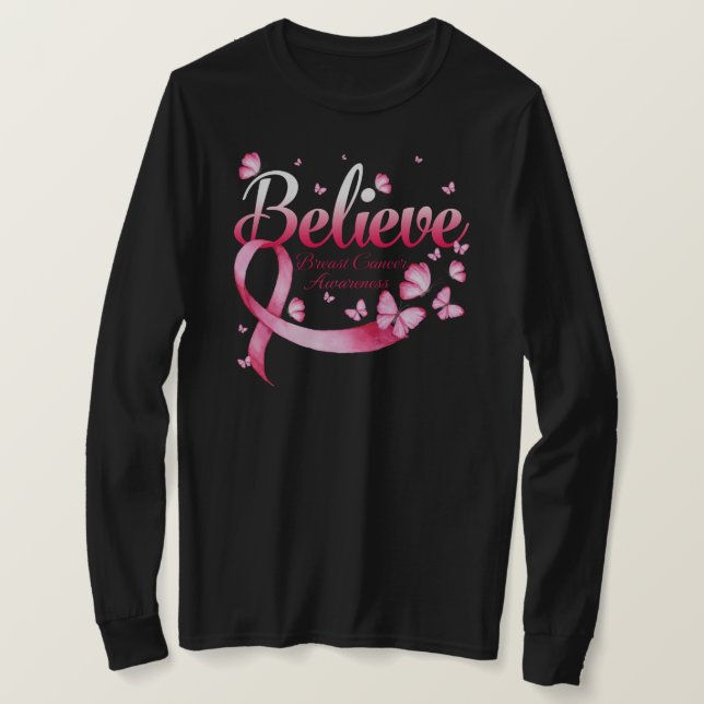 Camiseta Acredite na borboleta do Cancer da mama (Frente do Design)