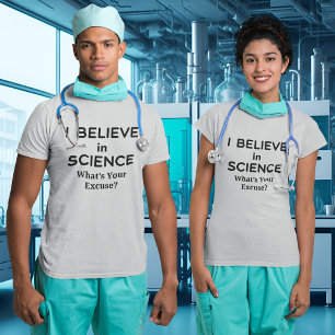 Camiseta Acredite na ciência Qual é a sua vacina com licenç