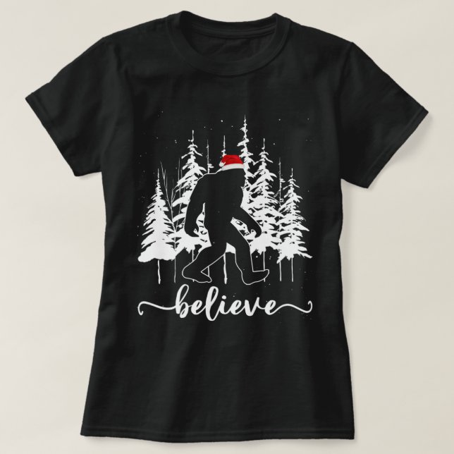 Camiseta Acredite na fé cristã Jesus Natal religioso (Frente do Design)