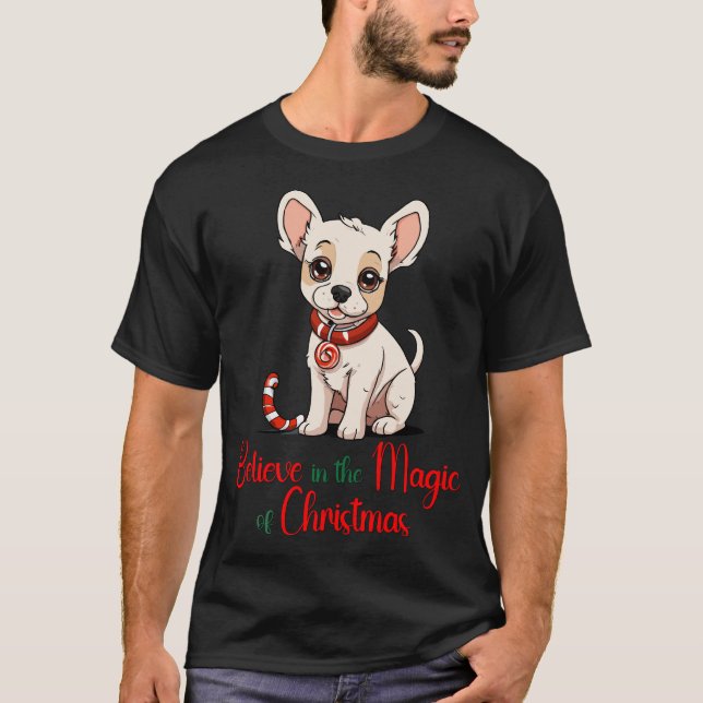 Camiseta Acredite na magia do Cachorro de Natal (Frente)