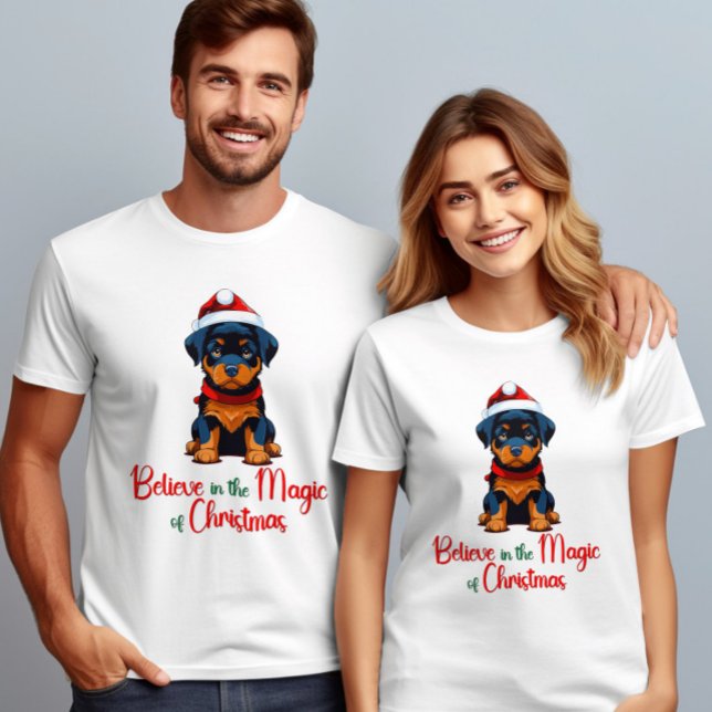 Camiseta Acredite na magia dos Papais noeis de Natal Cachor (Criador carregado)