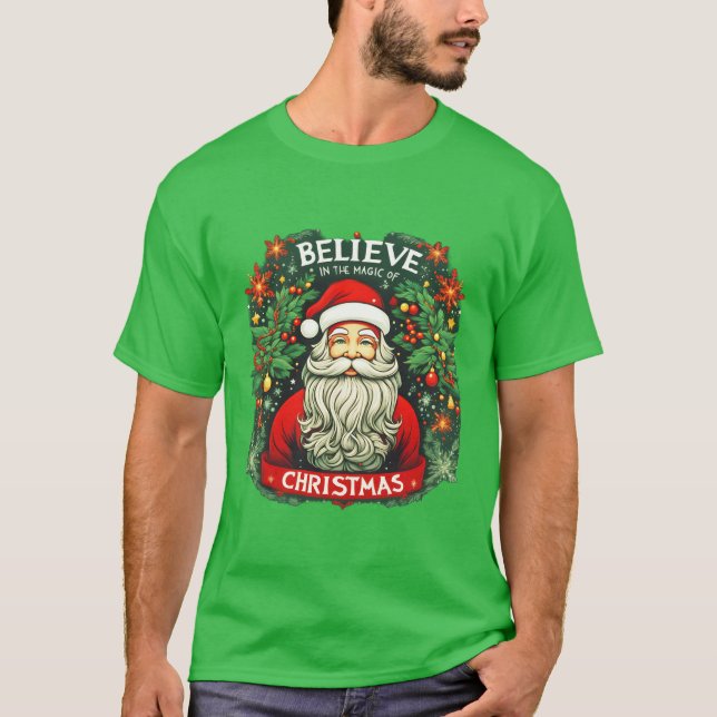 Camiseta Acredite na Mágica do Natal Festivo (Frente)