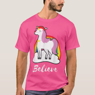 Camiseta Acredite no presente de Natal do Unicórnio Bonito