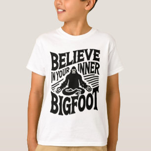 Camiseta Acredite no seu Bigfoot Interior, Yoga Divertido S