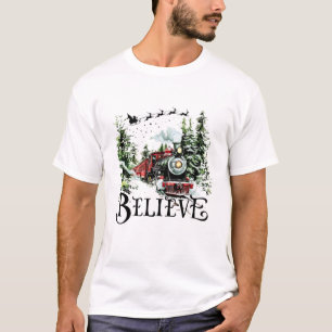 Camiseta Acredite no Trem de Natal   Vapor de Férias Antigo
