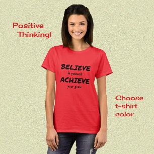 Camiseta Acreditem em conseguir texto motivacional