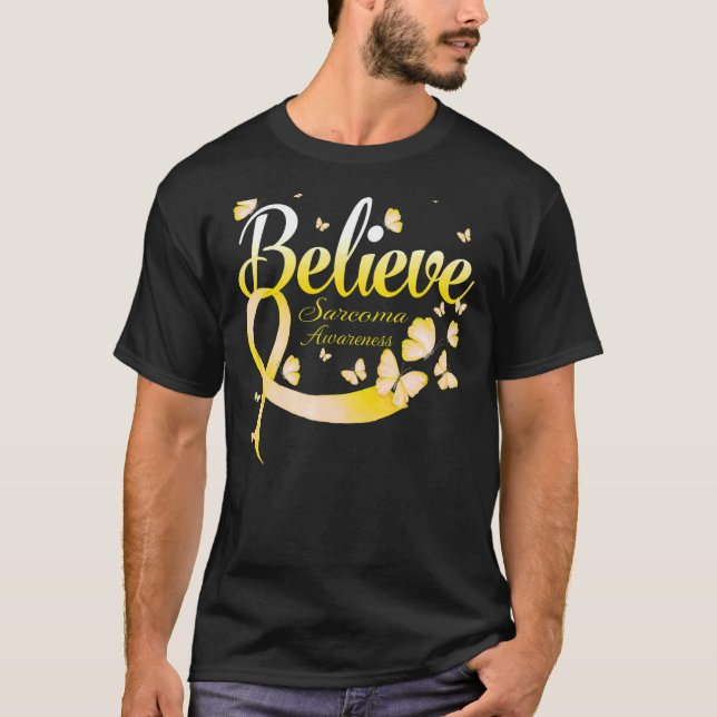 Camiseta Acreditem na borboleta da consciência Sarcoma (Frente)