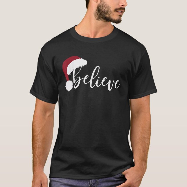 Camiseta Acreditem no Natal da família de pijamas do Papai  (Frente)