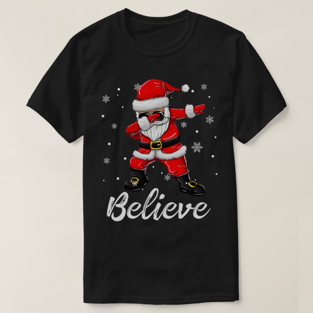 Camiseta Acreditem no Natal Dabbing Santa Claus Kids Boys G (Frente do Design)
