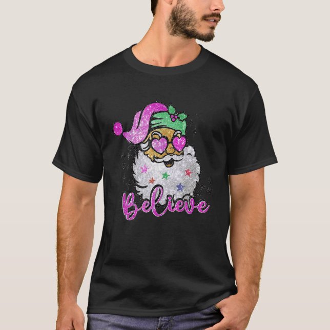 Camiseta Acreditem nos Papais noeis de Natal Mulheres Papai (Frente)
