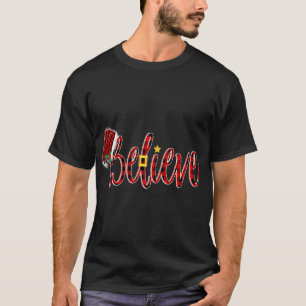 Camiseta Acreditem Papais noeis da Xadrez Vermelha Xmas acr