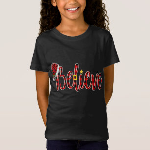 Camiseta Acreditem Papais noeis da Xadrez Vermelha Xmas acr