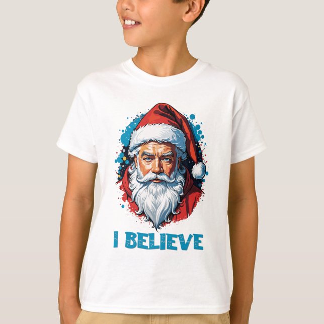 Camiseta Acredito em Santa Claus Grafite Style Design (Frente)