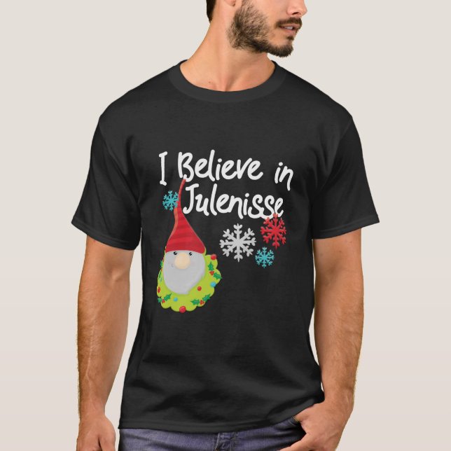 Camiseta Acredito No Feriado Norueguês De Julenisse Nisse (Frente)