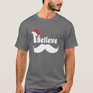 Camiseta Acredito que design de natal com bigode