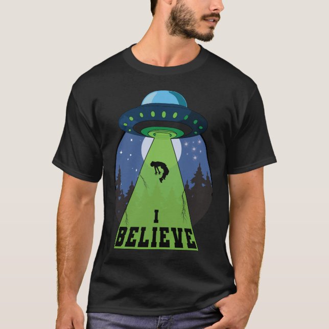 Camiseta Acredito que o OVNI Flying Saucers Alienígena Ufol (Frente)