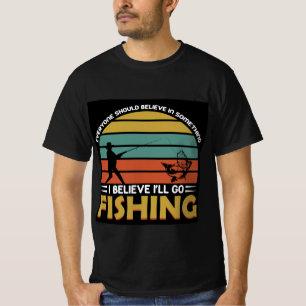 Camiseta Acredito que vou pescar camiseta-T