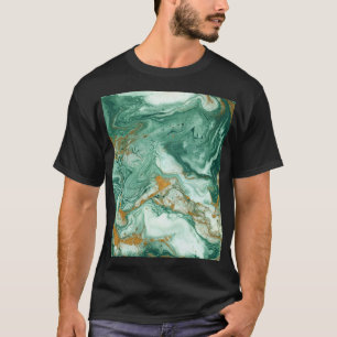 Camiseta acrílico ouro-verde: textura de mármore.