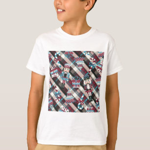 Camiseta Acrililado de Natal Plaid Azul Burgundy