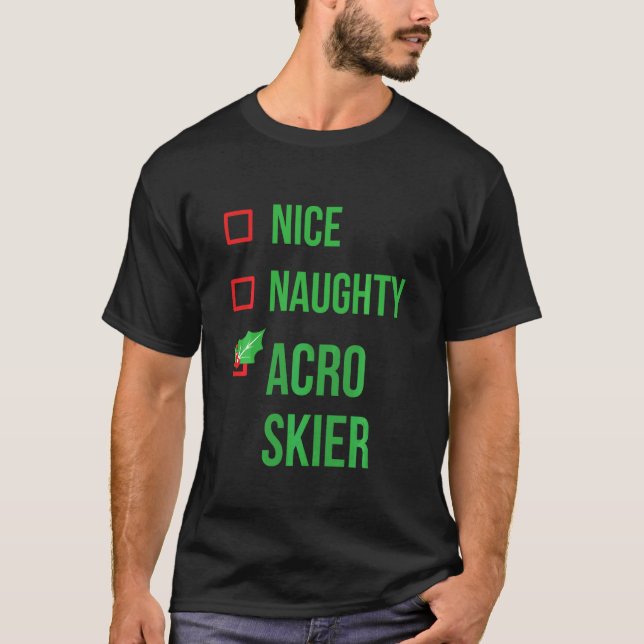 Camiseta Acro Skier Funny Pajama Natal (Frente)