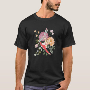 Camiseta Acrobatas Aereas Meninas Flor Seda de Ioga Aérea