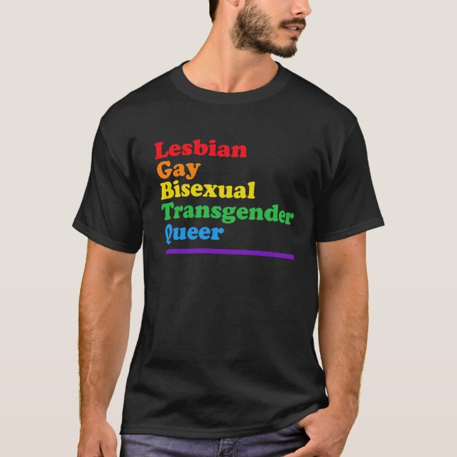 Camiseta Acrônimo LGBTQ Orgulho gay (Frente)