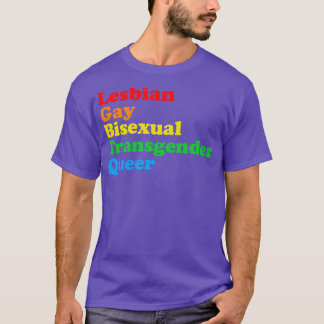 Camiseta Acrônimo LGBTQ Orgulho gay Arco-Íris