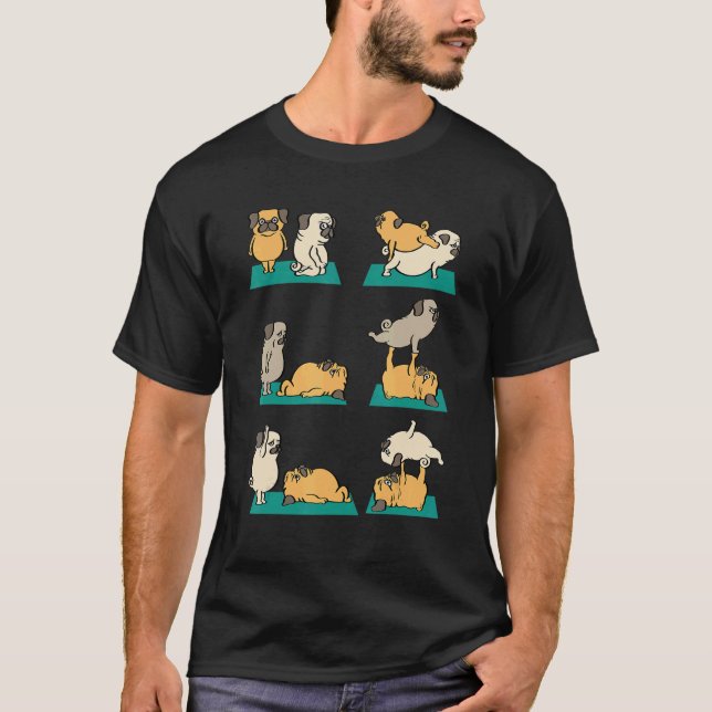 Camiseta Acroyoga com cachorro pug (Frente)