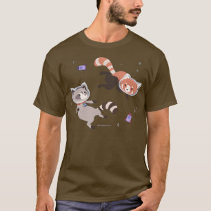 Camiseta Acstronauta Bonita Raccoon e Espaço Foguete Vermel