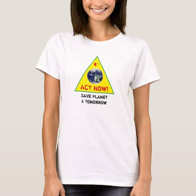 Camiseta ACT NOW & Save Planet Rebelião Climática (Frente)