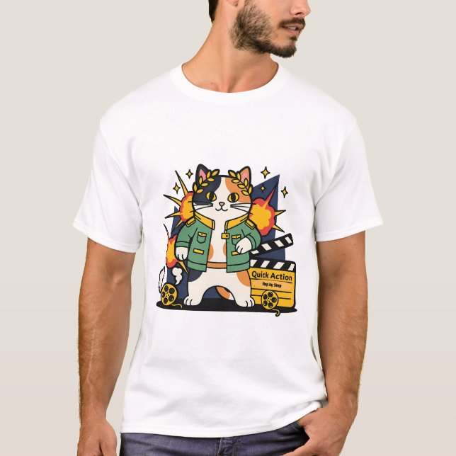 Camiseta Action Cat Hero on Set (Frente)