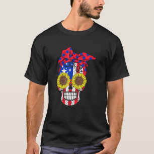 Camiseta Açúcar Caveira pavilhão americano Flores florais d