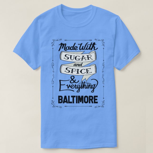 Camiseta Açúcar e Especiaria Baltimore (Frente do Design)