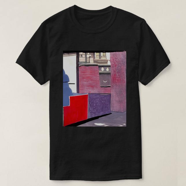 Camiseta Ad Reinhardt AI Red Purple City Day Abstrato Art G (Frente do Design)