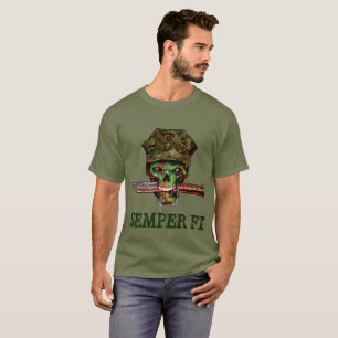 Camiseta Adaga de Marinheiro Zumbi, Semper Fi, Personalize,