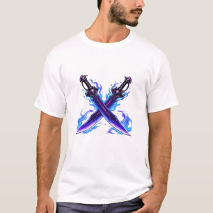 Camiseta Adagas Duplas Sombrias Arma de Fantasia, Anime RPG