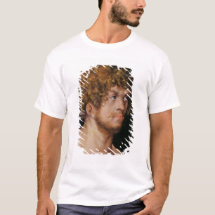 Camiseta Adam e véspera, detalhe da cabeça de Adam