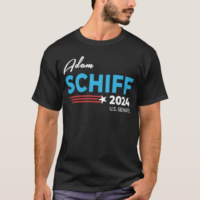 Camiseta Adam Schiff 2024 para o Senado dos EUA Democrata n (Frente)