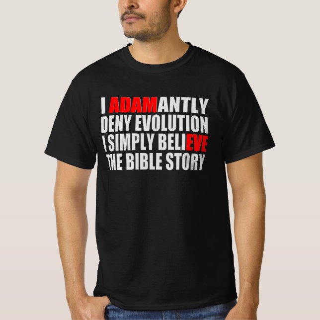 Camiseta Adão e Eva e evolução (Frente)
