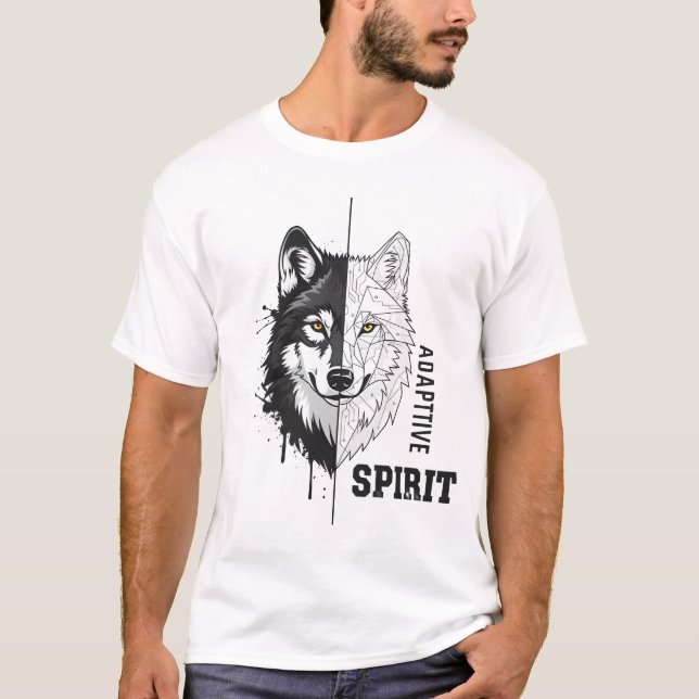 Camiseta Adaptive Spirit Wolf Modern Art T-Shirt (Frente)
