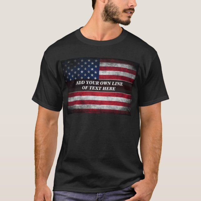 Camiseta Add your text on American flag  (Frente)